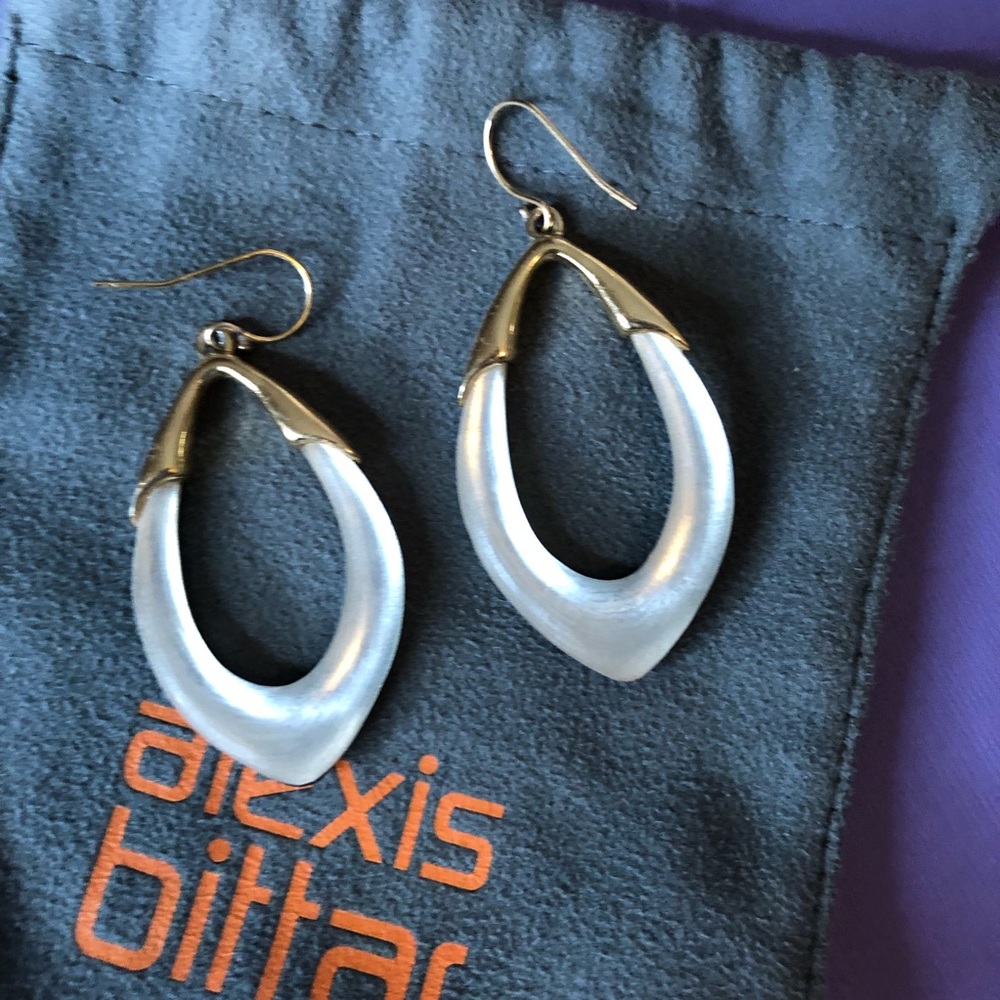 Alexis Bittar black and clear lucite drop earrings.